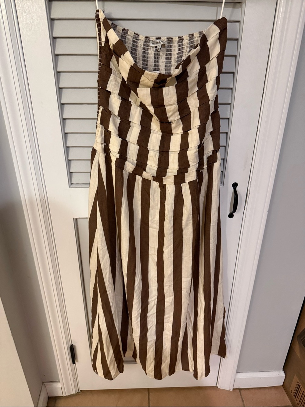 Striped Brown and Cream Women’s Midi Dress